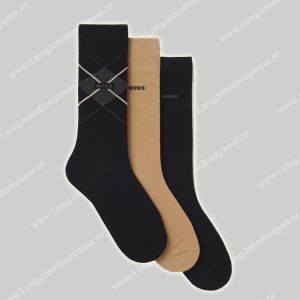 Hugo Boss 3-pack sokken Giftset Argyle