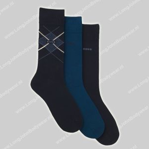 Hugo Boss 3-pack sokken Giftset Argyle