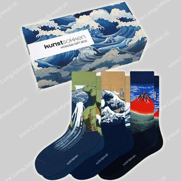 Kunstsokken Hokusai 3-pack GiftBox-0