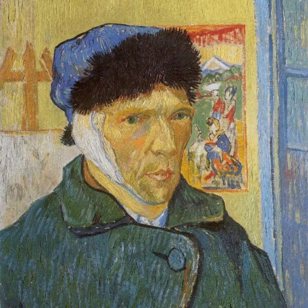 Kunstsokken Zelfportret met verbonden oor