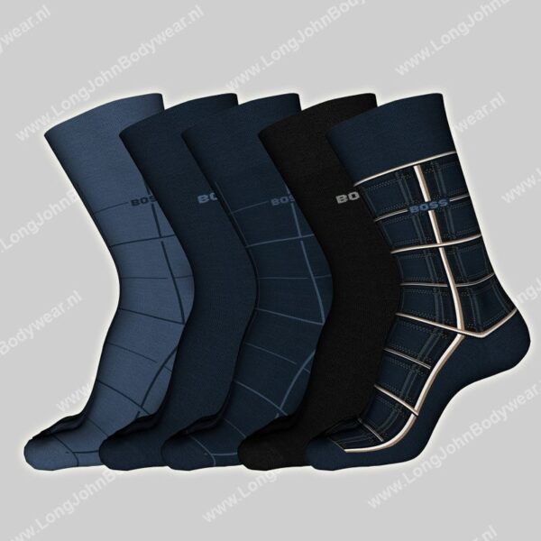 Hugo Boss 5-pack sokken Check-0