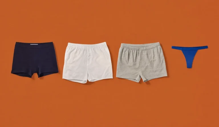 Vijf modellen herenondergoed naast elkaar: boxershort strak, ruime boxer, slip, string en jockstrap