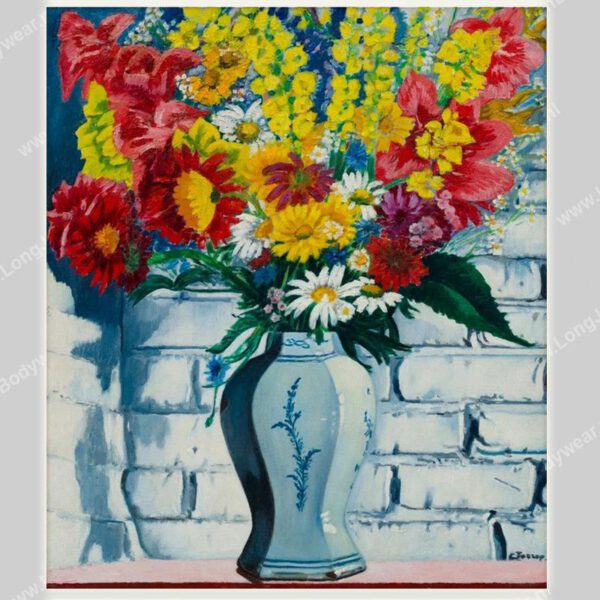 Kunstsokken Vaas met Bloemen tegen Muur