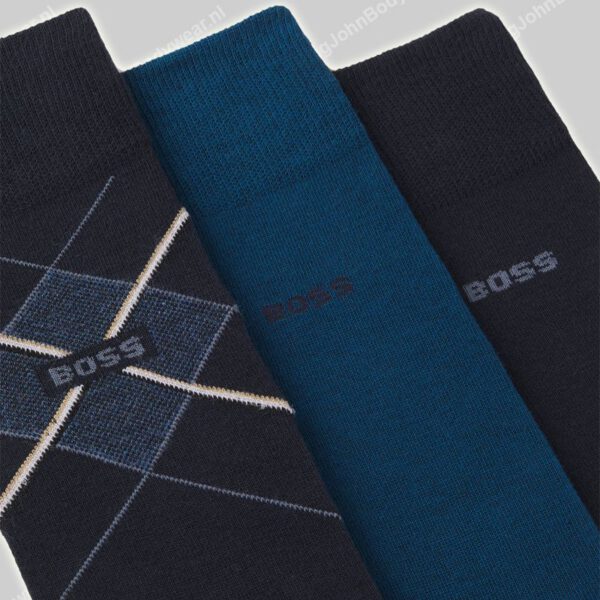 Hugo Boss 3-pack sokken Giftset Argyle